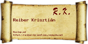 Reiber Krisztián névjegykártya